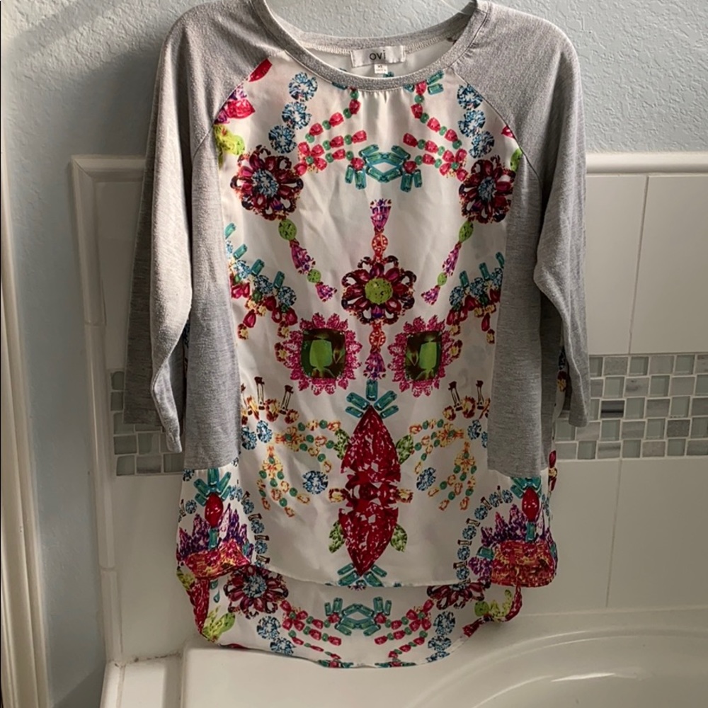 ovi 3/4 Length Sleeve Sheer Tunic